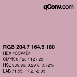 カラーコード: RGB 204.7 164.6 180 | qconv.com