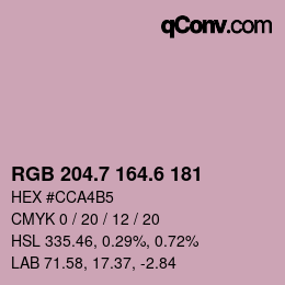 カラーコード: RGB 204.7 164.6 181 | qconv.com