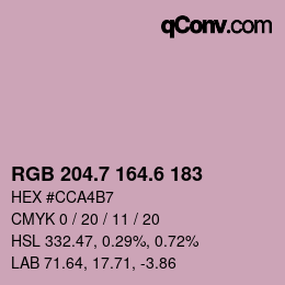 カラーコード: RGB 204.7 164.6 183 | qconv.com
