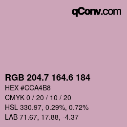 カラーコード: RGB 204.7 164.6 184 | qconv.com