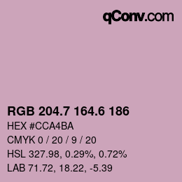 カラーコード: RGB 204.7 164.6 186 | qconv.com