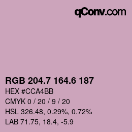 カラーコード: RGB 204.7 164.6 187 | qconv.com