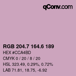 カラーコード: RGB 204.7 164.6 189 | qconv.com