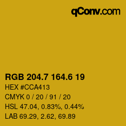 カラーコード: RGB 204.7 164.6 19 | qconv.com