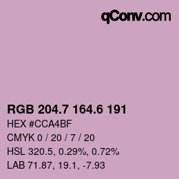 カラーコード: RGB 204.7 164.6 191 | qconv.com