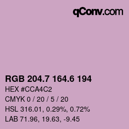 カラーコード: RGB 204.7 164.6 194 | qconv.com
