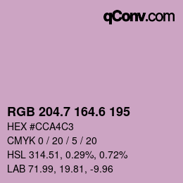 カラーコード: RGB 204.7 164.6 195 | qconv.com