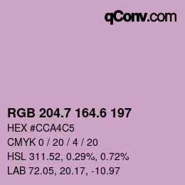 カラーコード: RGB 204.7 164.6 197 | qconv.com