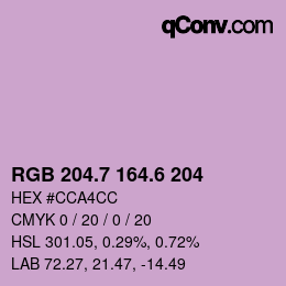 カラーコード: RGB 204.7 164.6 204 | qconv.com