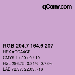 カラーコード: RGB 204.7 164.6 207 | qconv.com