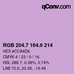 カラーコード: RGB 204.7 164.6 214 | qconv.com
