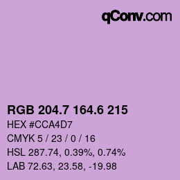 カラーコード: RGB 204.7 164.6 215 | qconv.com