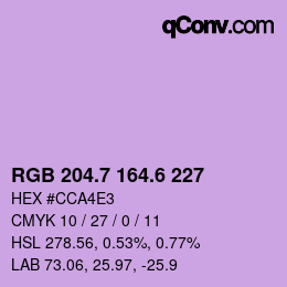 カラーコード: RGB 204.7 164.6 227 | qconv.com