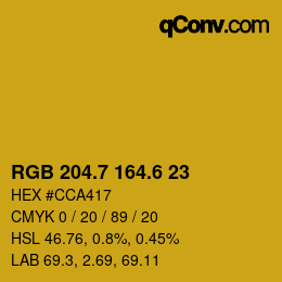 カラーコード: RGB 204.7 164.6 23 | qconv.com