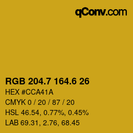 カラーコード: RGB 204.7 164.6 26 | qconv.com