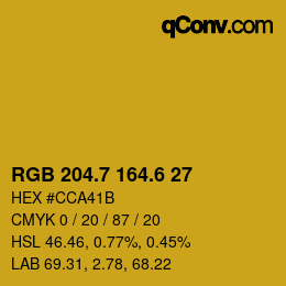 カラーコード: RGB 204.7 164.6 27 | qconv.com