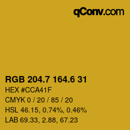 カラーコード: RGB 204.7 164.6 31 | qconv.com