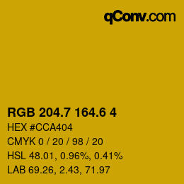カラーコード: RGB 204.7 164.6 4 | qconv.com