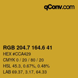カラーコード: RGB 204.7 164.6 41 | qconv.com