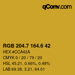 カラーコード: RGB 204.7 164.6 42 | qconv.com