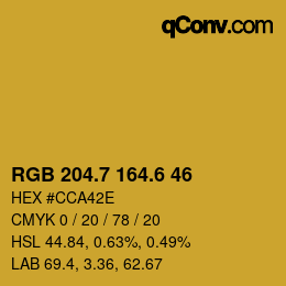 カラーコード: RGB 204.7 164.6 46 | qconv.com