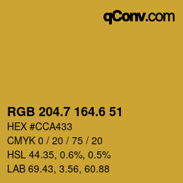 カラーコード: RGB 204.7 164.6 51 | qconv.com