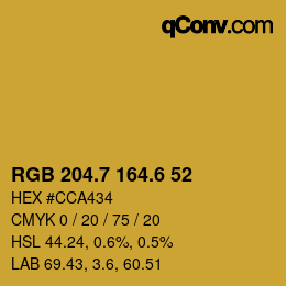 カラーコード: RGB 204.7 164.6 52 | qconv.com