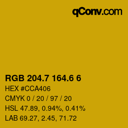 カラーコード: RGB 204.7 164.6 6 | qconv.com