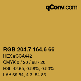 カラーコード: RGB 204.7 164.6 66 | qconv.com