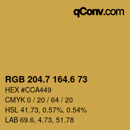 カラーコード: RGB 204.7 164.6 73 | qconv.com