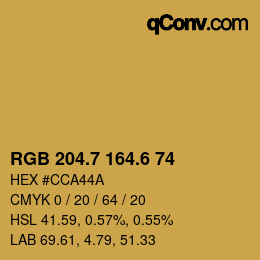 カラーコード: RGB 204.7 164.6 74 | qconv.com