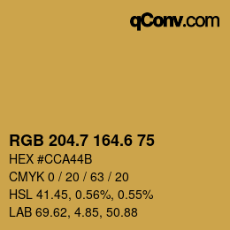 カラーコード: RGB 204.7 164.6 75 | qconv.com