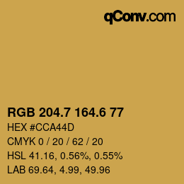 カラーコード: RGB 204.7 164.6 77 | qconv.com