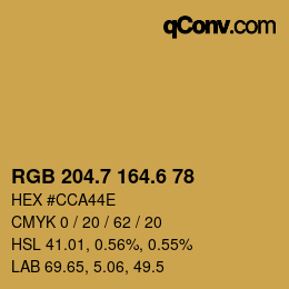 カラーコード: RGB 204.7 164.6 78 | qconv.com