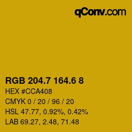 カラーコード: RGB 204.7 164.6 8 | qconv.com