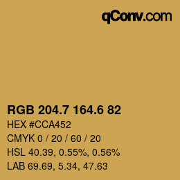 カラーコード: RGB 204.7 164.6 82 | qconv.com