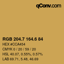 カラーコード: RGB 204.7 164.6 84 | qconv.com