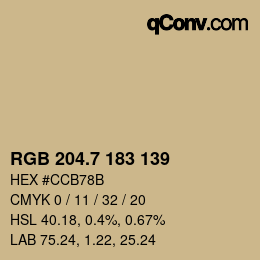 カラーコード: RGB 204.7 183 139 | qconv.com