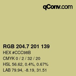 カラーコード: RGB 204.7 201 139 | qconv.com