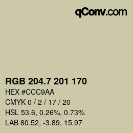 カラーコード: RGB 204.7 201 170 | qconv.com