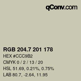 カラーコード: RGB 204.7 201 178 | qconv.com