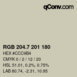 カラーコード: RGB 204.7 201 180 | qconv.com