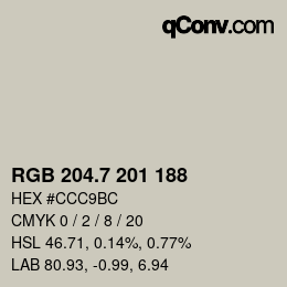 カラーコード: RGB 204.7 201 188 | qconv.com