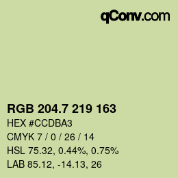 カラーコード: RGB 204.7 219 163 | qconv.com