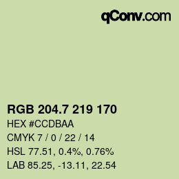 カラーコード: RGB 204.7 219 170 | qconv.com