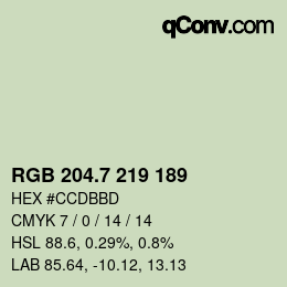 カラーコード: RGB 204.7 219 189 | qconv.com