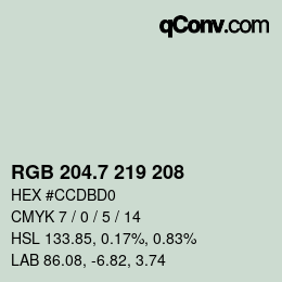 カラーコード: RGB 204.7 219 208 | qconv.com