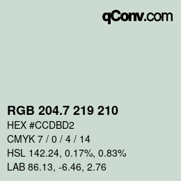 カラーコード: RGB 204.7 219 210 | qconv.com