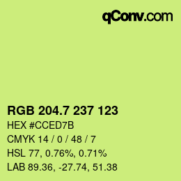 カラーコード: RGB 204.7 237 123 | qconv.com