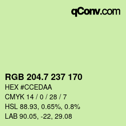 カラーコード: RGB 204.7 237 170 | qconv.com
